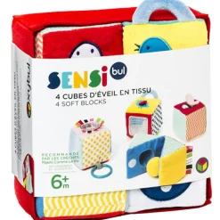 4 cubes d'éveil en tissu