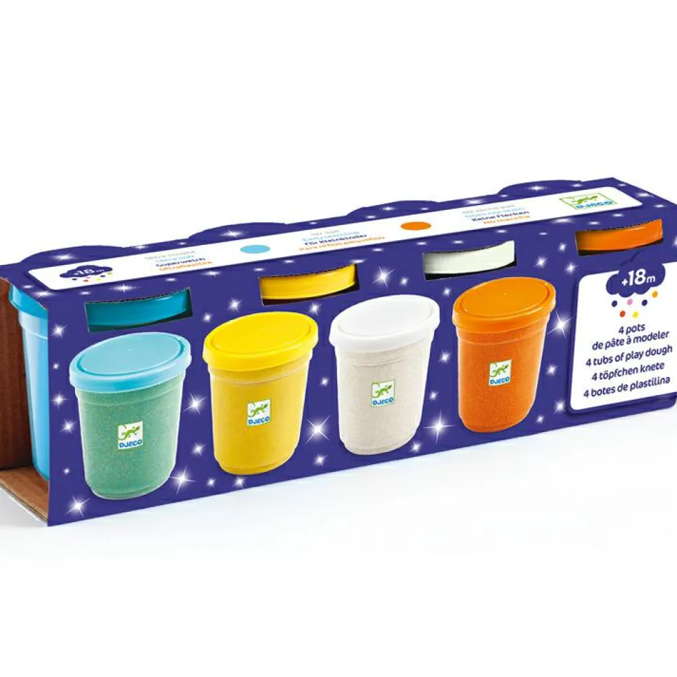 4 pots de pâte à modeler pailletée