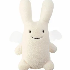 Ange lapin musical ivoire et pochette de rangement en coton (24 cm)