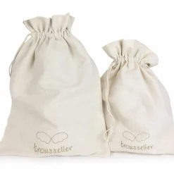 Ange lapin musical ivoire et pochette de rangement en coton (24 cm)