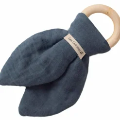 Anneau de dentition en bois Bleu pétrole (personnalisable)