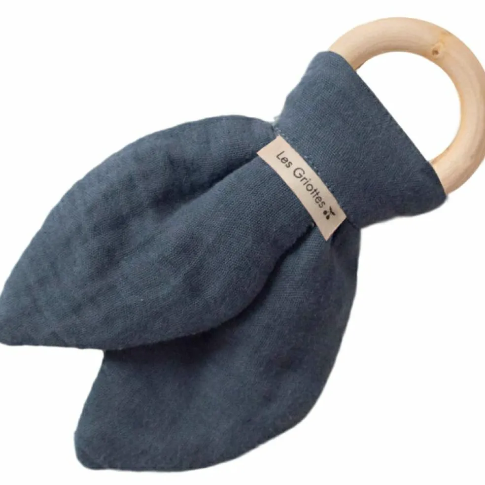 Anneau de dentition en bois Bleu pétrole (personnalisable)