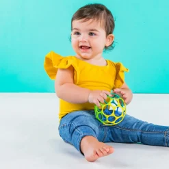 Balle hochet souple bleu et vert