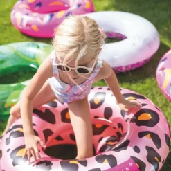 Bouée Léopard rose et doré (55 cm)