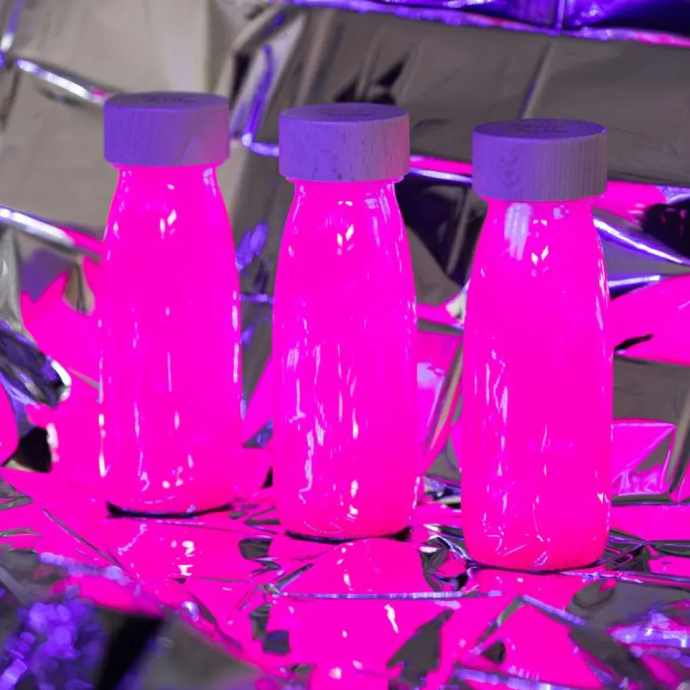Bouteille sensorielle à paillettes Float Rose fluorescente