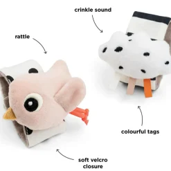 Bracelet hochet lot de 2 Happy clouds Rose