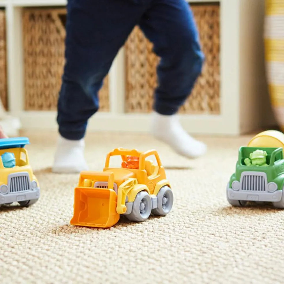 Camion de construction mélangeur vert et jaune