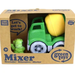 Camion de construction mélangeur vert et jaune