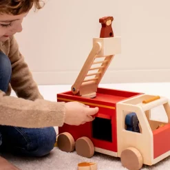 Camion de pompier en bois All animals - Reconditionné