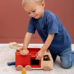 Camion de pompier en bois All animals - Reconditionné