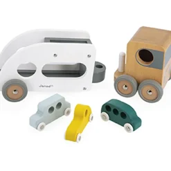 Camion porte-autos et ses 3 véhicules Bolid en bois