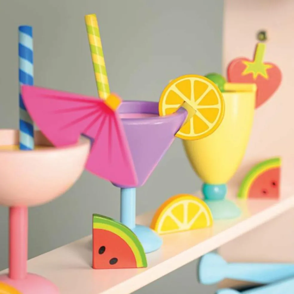 Chariot bar à jus et cocktails en bois