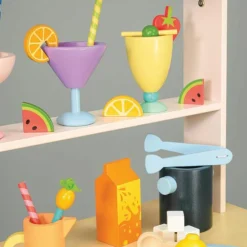 Chariot bar à jus et cocktails en bois