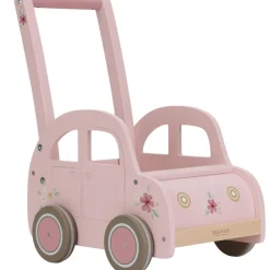 Chariot de marche voiture en bois rose