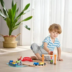 Circuit de train cargo et grue