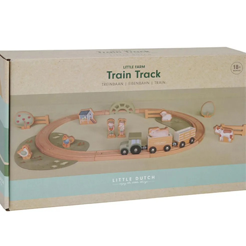 Circuit de train en bois Little Farm