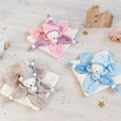 Coffret doudou pétale J'aime mon doudou ours beige (24 cm)