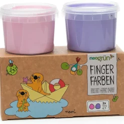 Coffret Nori 2 pots rose + violet peinture aux doigts naturelle et vegan