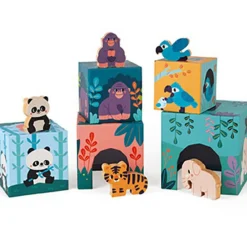 Cubes à empiler avec figurines Animaux WWF (5 cubes)