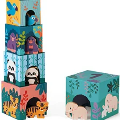 Cubes à empiler avec figurines Animaux WWF (5 cubes)