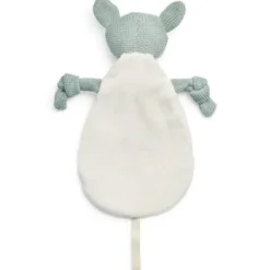 Doudou attache sucette biche en tricot vert cendre