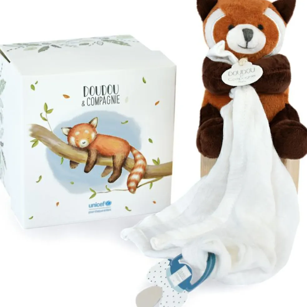 Doudou attache sucette Panda roux