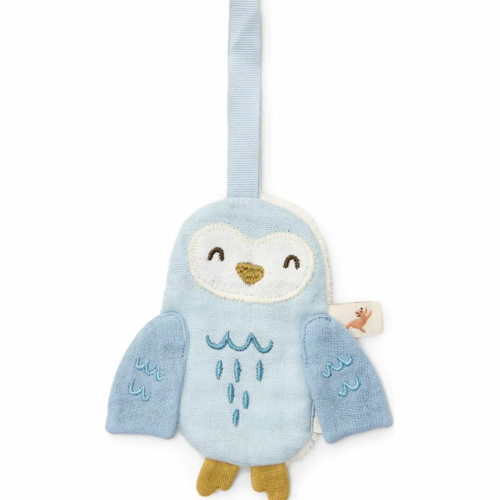 Doudou attache-tétine en gaze de coton Chouette Forest Friends