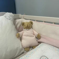 Doudou avec hochet Ours Rose poudré