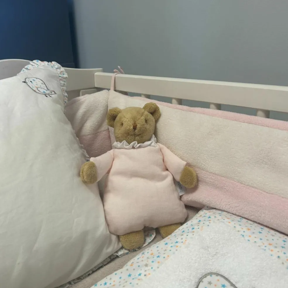 Doudou avec hochet Ours Rose poudré