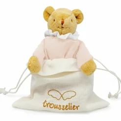 Doudou avec hochet Ours Rose poudré