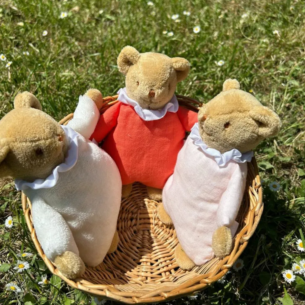 Doudou avec hochet Ours Rose poudré