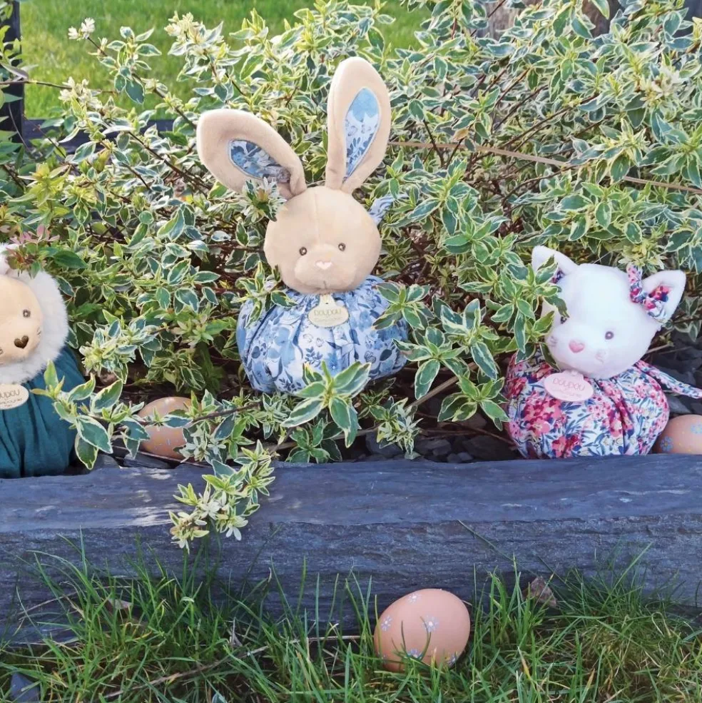 Doudou boule 3 en 1 Lapin bleu Les petits futés
