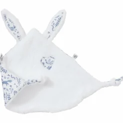 Doudou lapin petit cœur forêt et microfibre blanc