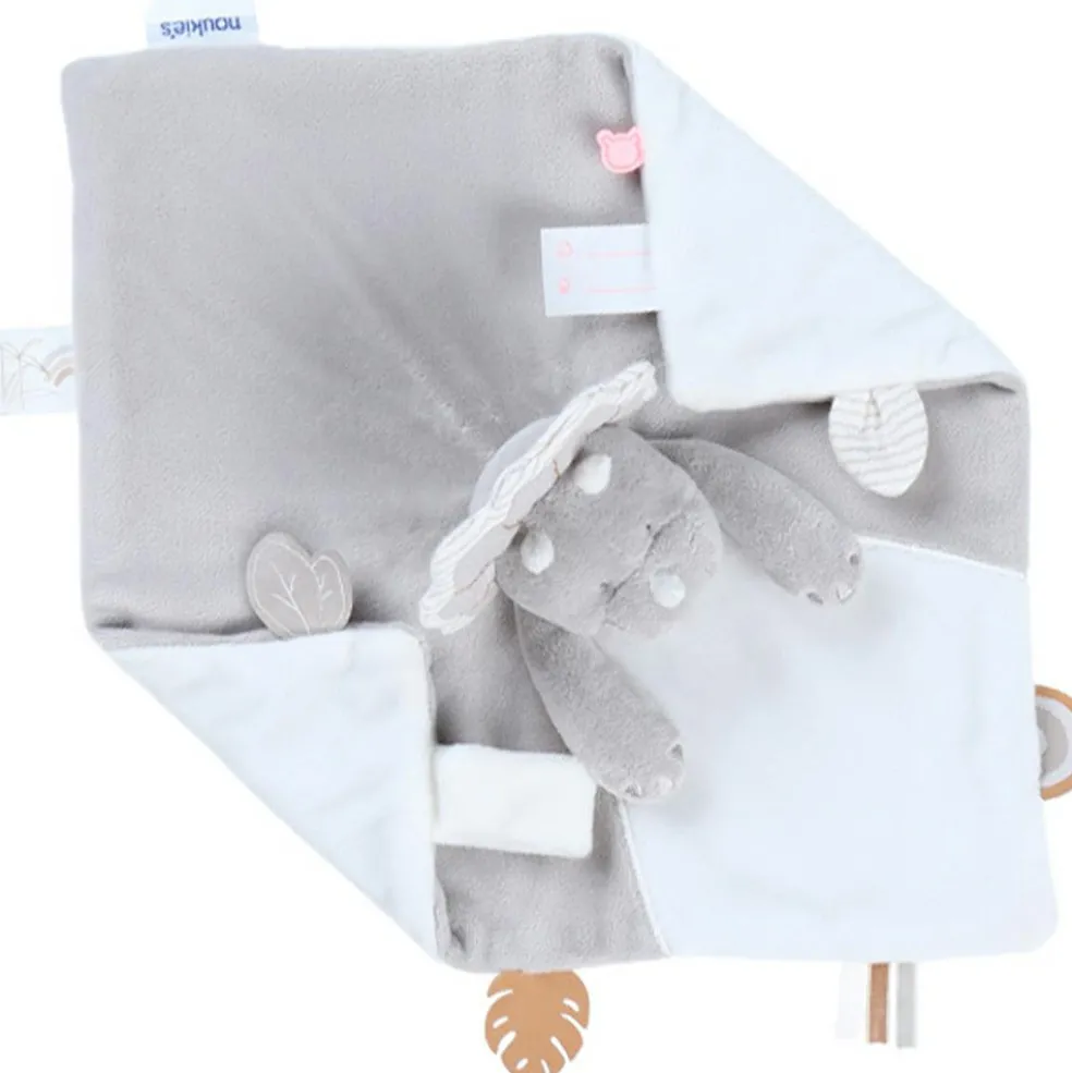 Doudou marionnette Triceratops Ops en veloudoux greige (27 cm)