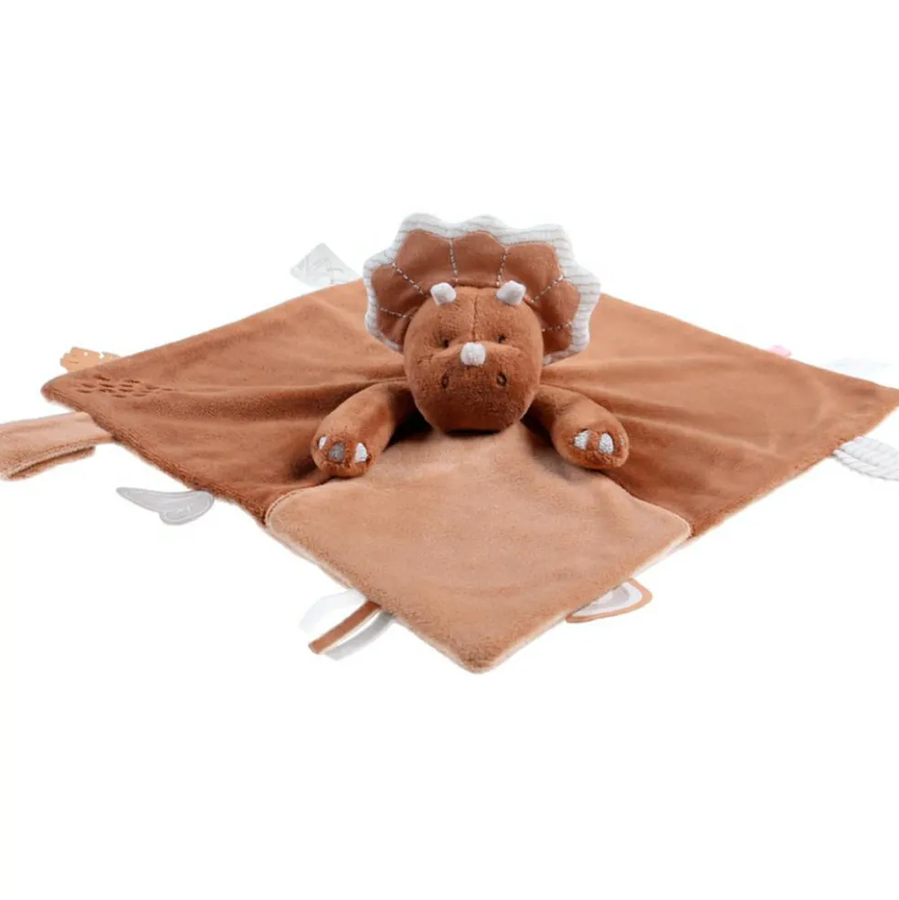 Doudou marionnette Tricéraptos Ops en veloudoux cannelle (27 cm)