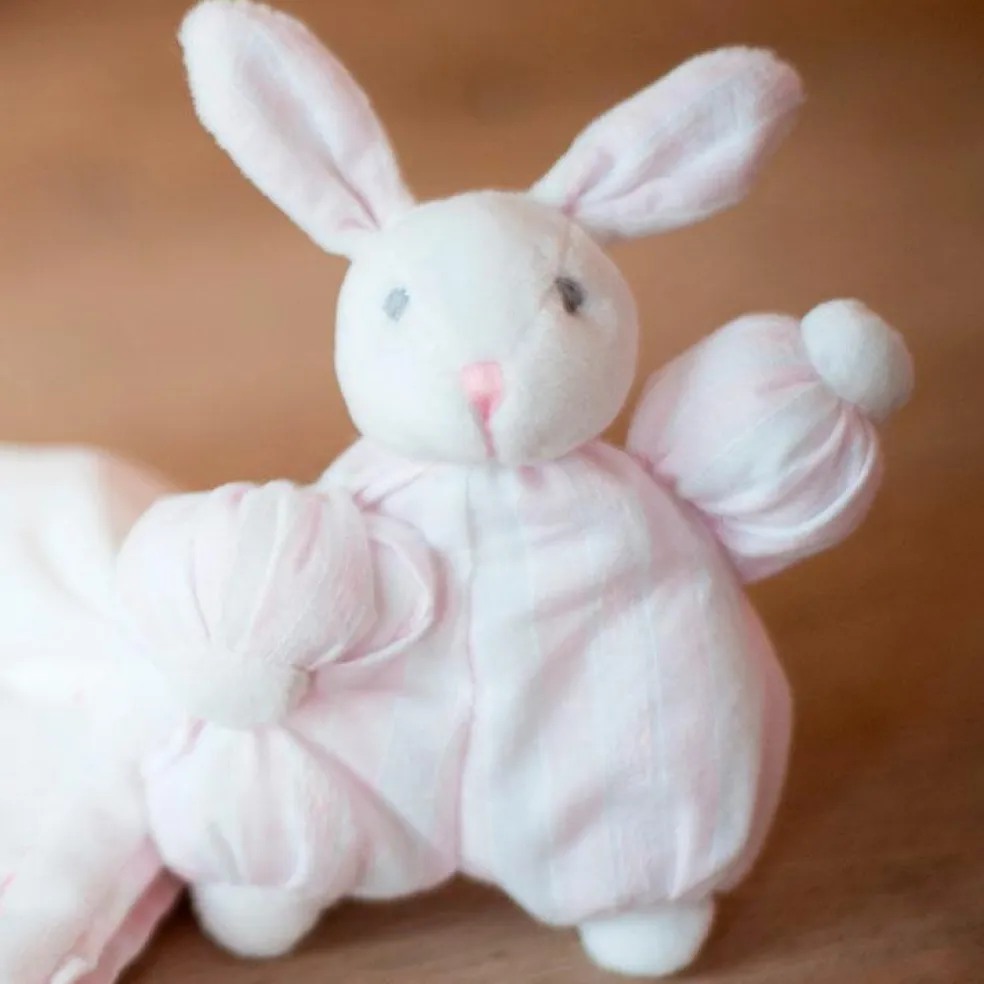 Doudou peluche Augustin le lapin rose