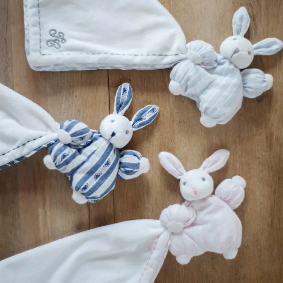 Doudou peluche Augustin le lapin rose