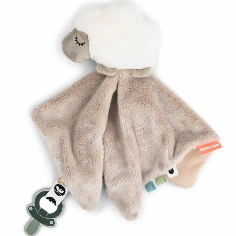 Doudou plat attache-sucette Sheepy Sable