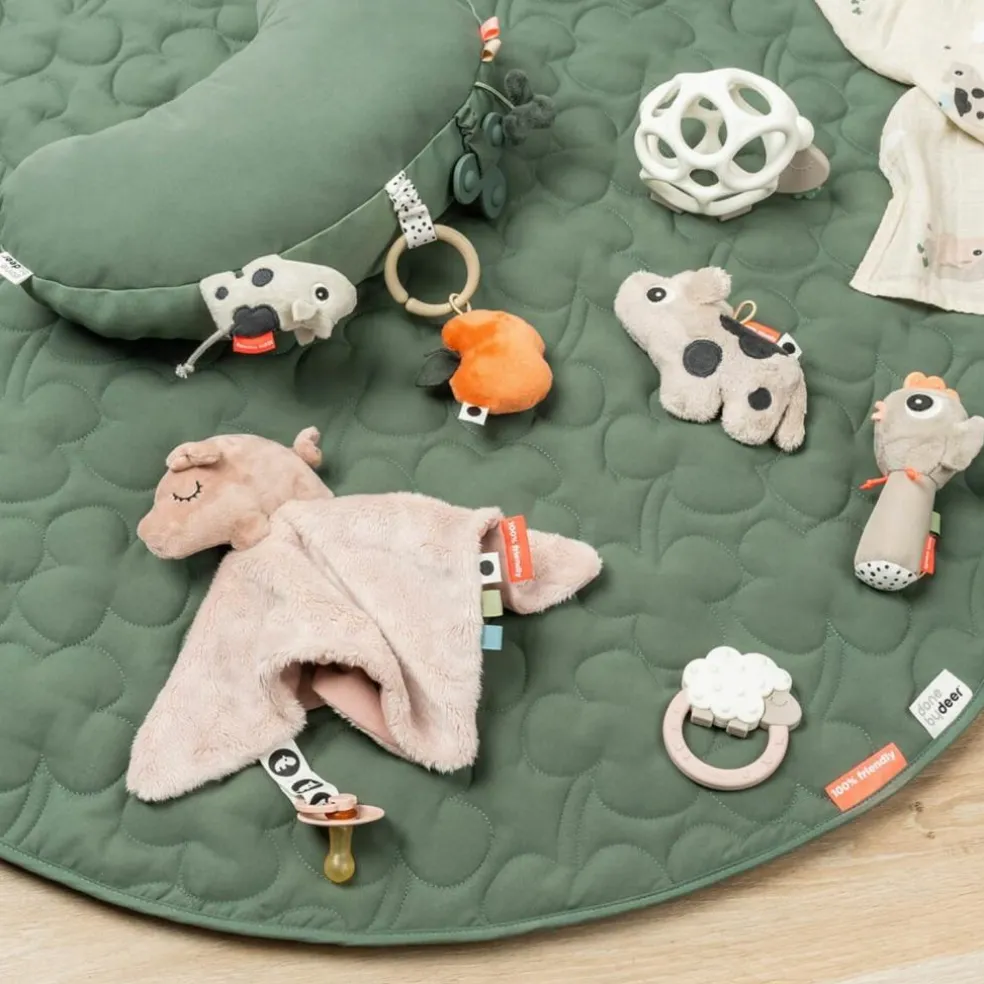 Doudou plat attache-sucette Pigee Rose