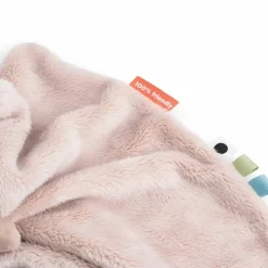 Doudou plat attache-sucette Pigee Rose