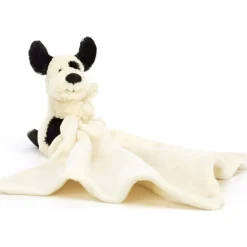Doudou plat Bashful Chien noir et crème (34 cm)