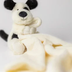 Doudou plat Bashful Chien noir et crème (34 cm)