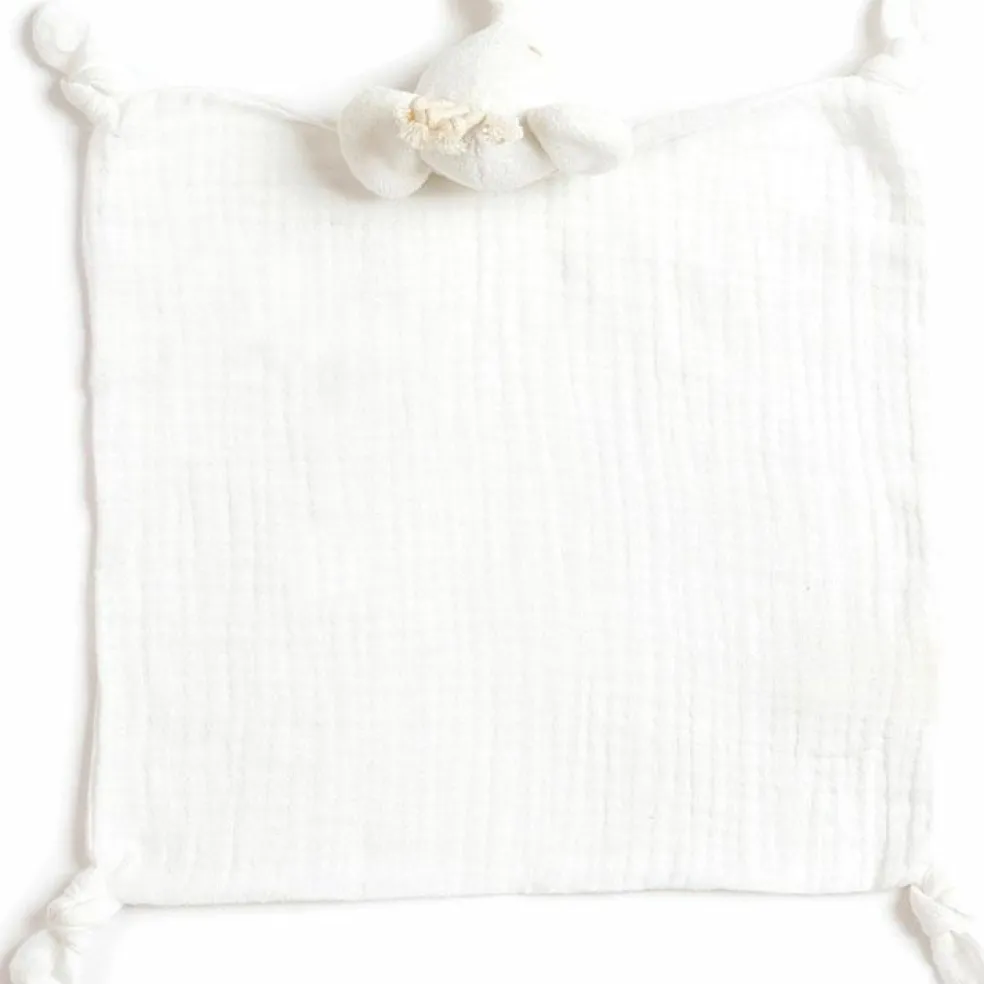 Doudou plat en coton bio éléphant (30 x 30 cm)