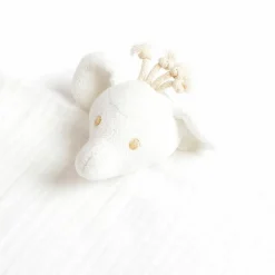 Doudou plat en coton bio éléphant (30 x 30 cm)