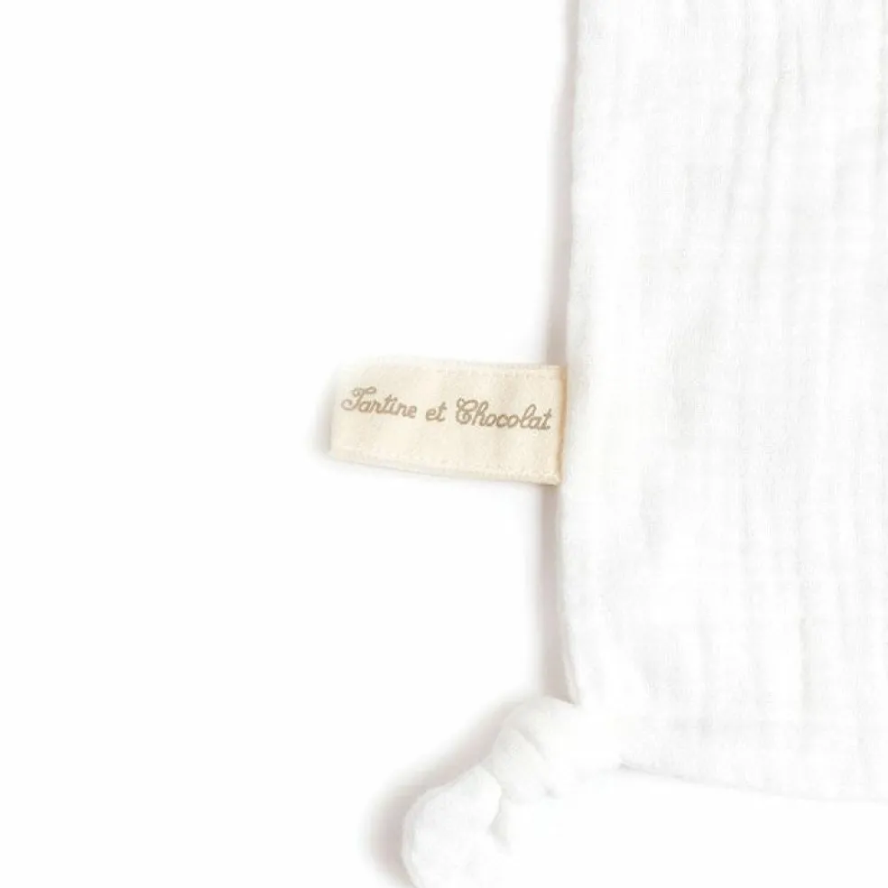 Doudou plat en coton bio éléphant (30 x 30 cm)