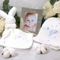 Doudou plat lapin bleu (personnalisable)