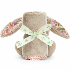 Doudou plat Lapin en fleurs Beige