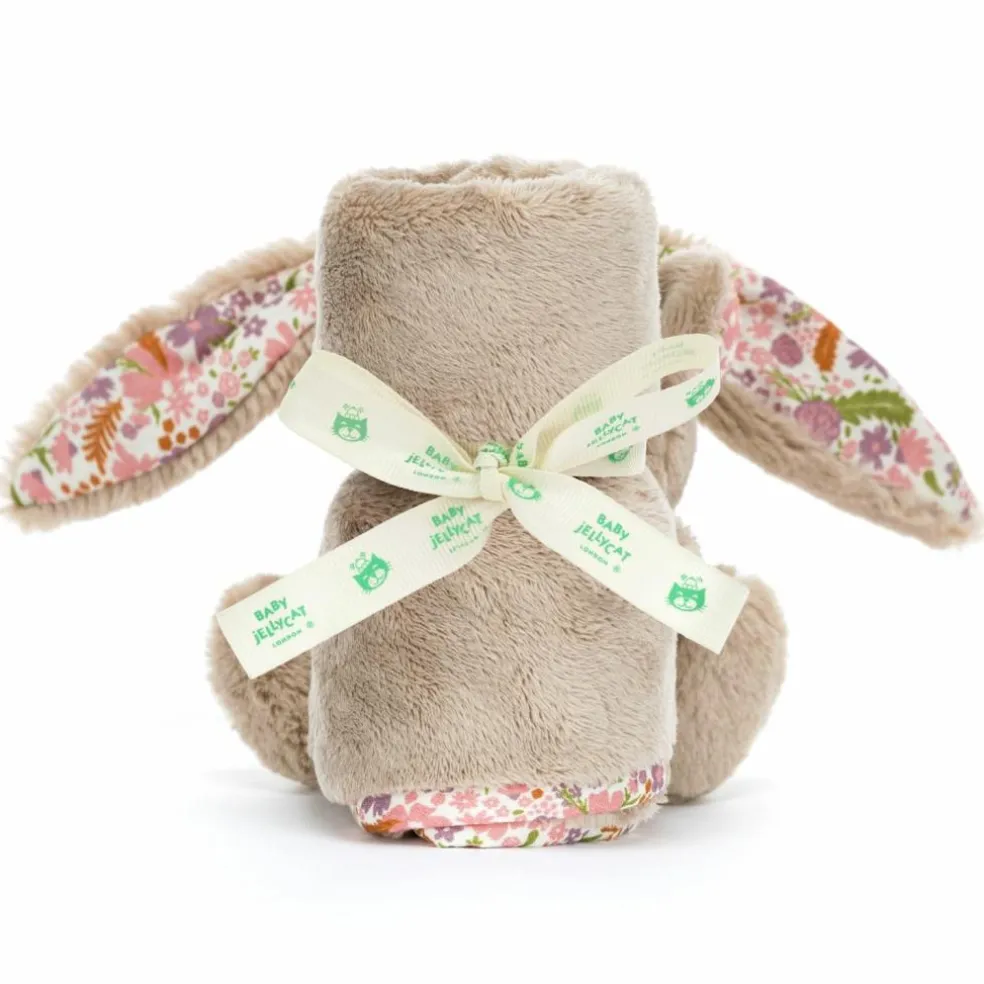 Doudou plat Lapin en fleurs Beige