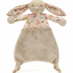 Doudou plat Lapin en fleurs Beige