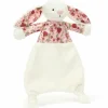 Doudou plat Lapin en fleurs Crème